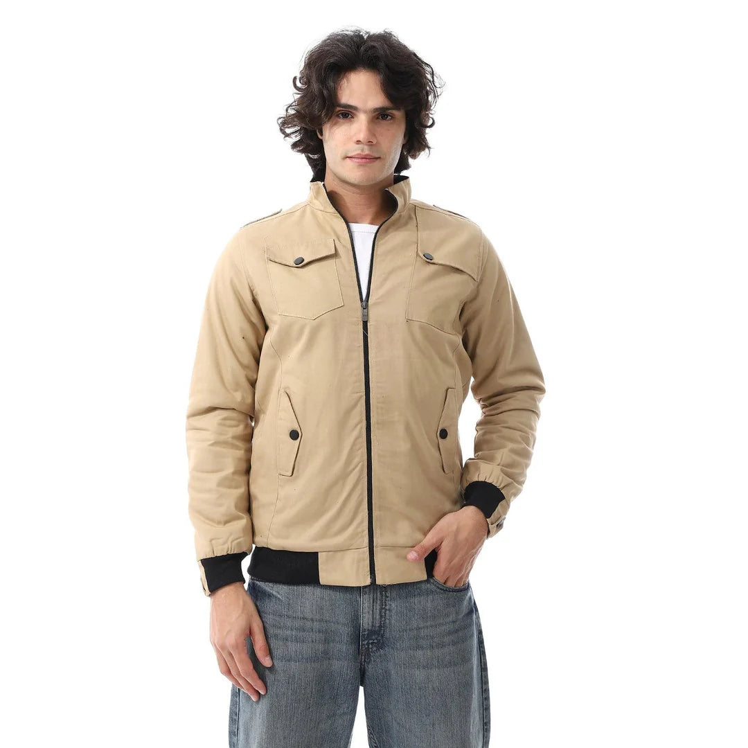 Men's Gabardine Jacket with Front Pockets